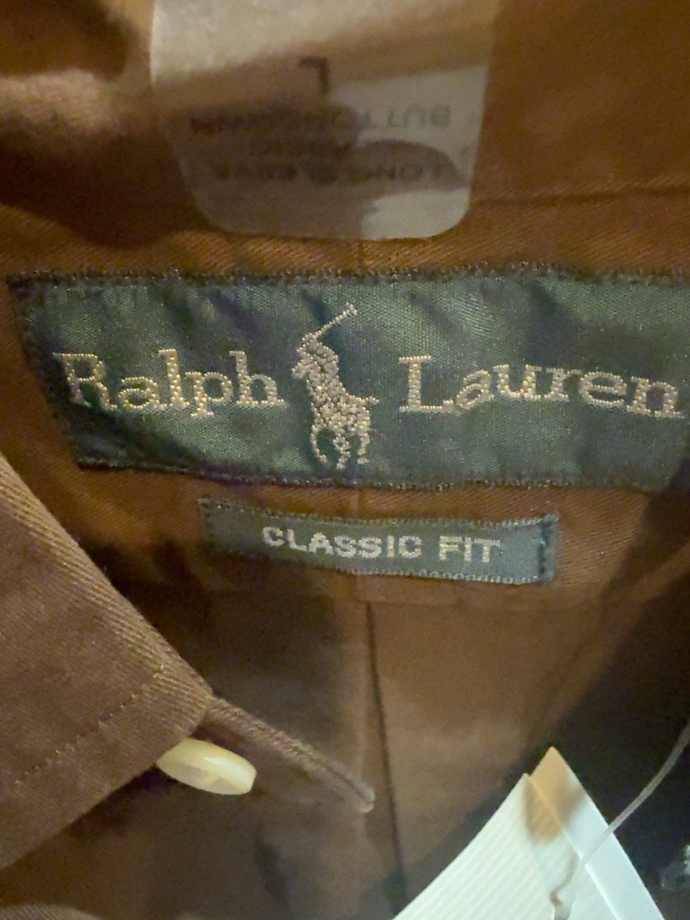 Polo Ralph Lauren Classic Fit Brown 100% Cotton Shirt Green Pony NWT Men’s L - Picture 5 of 14